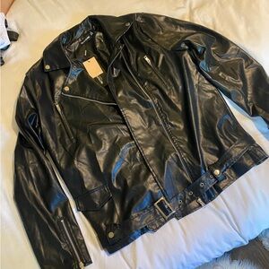 Oversized leather jacket